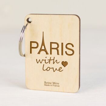 Porte-clés paris with love (made in France) en bois de Bouleau 3
