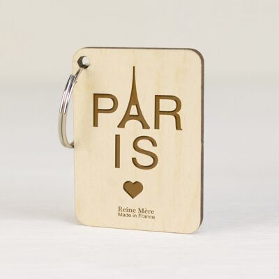 Llavero Paris (hecho en Francia) en madera de abedul