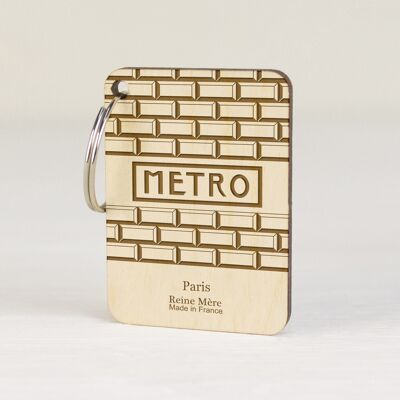 Subway brick keyring (made in France) in Birch wood