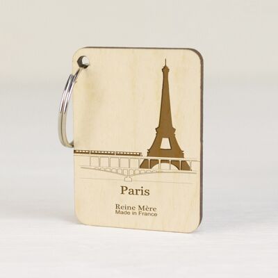 Metro key ring on the Seine (made in France) in Birch wood