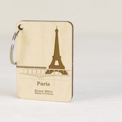 Metro key ring on the Seine (made in France) in Birch wood