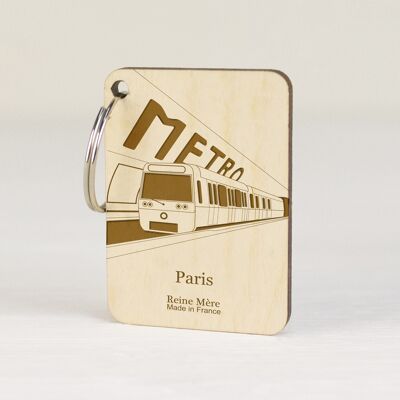 Subway platform key ring (made in France) in Birch wood