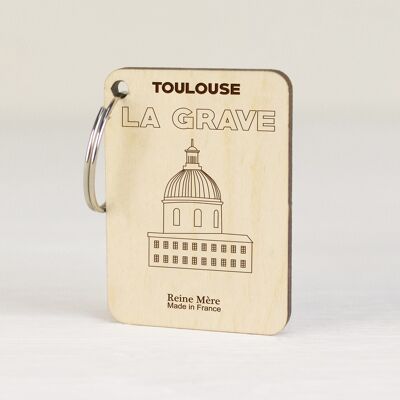 La Grave Schlüsselanhänger (hergestellt in Frankreich) aus Birkenholz
