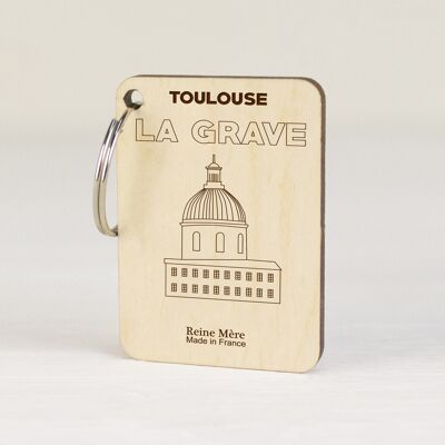 La Grave keyring (made in France) in Birch wood