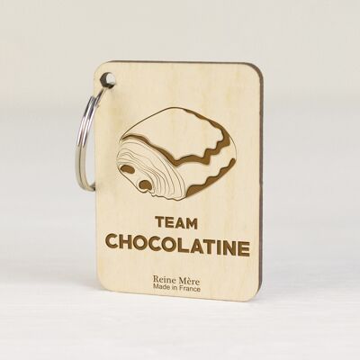 Chocolatine key ring (made in France) in Birch wood