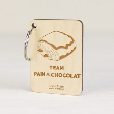 Keychain Pain au Chocolat (made in France) in Birch wood