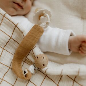 Attache Tétine en gaze de coton camel