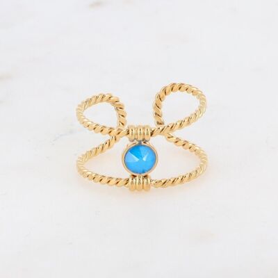Golden Joe ring with Electric Blue crystal