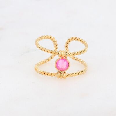 Anillo Joe de oro con cristal DeLite rosa eléctrico