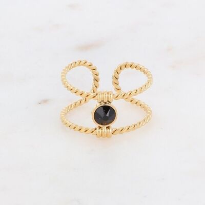 Golden Joe ring with black crystal