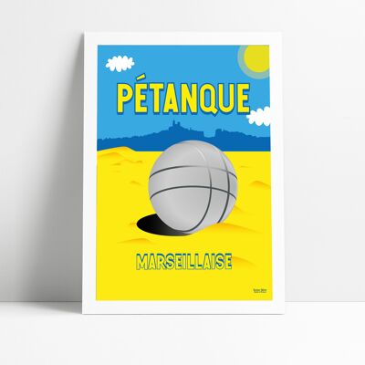 Poster A3 Pétanque Marseillaise (hergestellt in Frankreich)