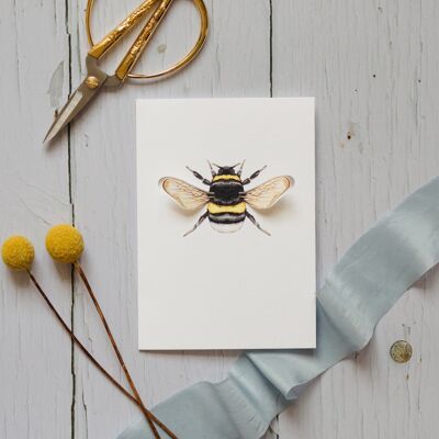 Bumble Bee Pop Out mariposa acuarela tarjeta de felicitación