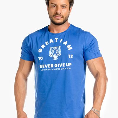 T-shirt Never Give Up Bleu