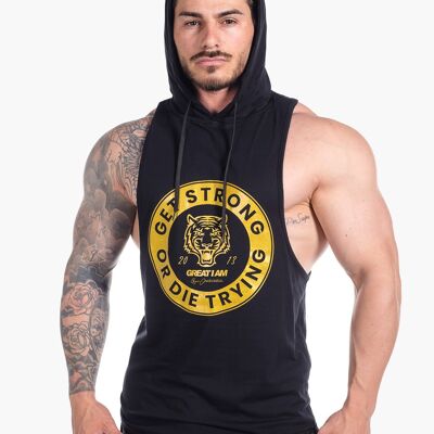 Camiseta sin mangas con capucha Get Strong Gold