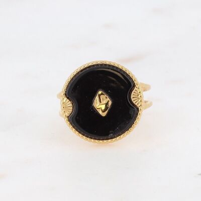 Gold Bobby ring with black acetate