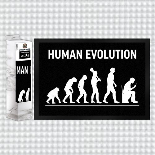 Human Evolution Fußmatte mit witzigem Motiv