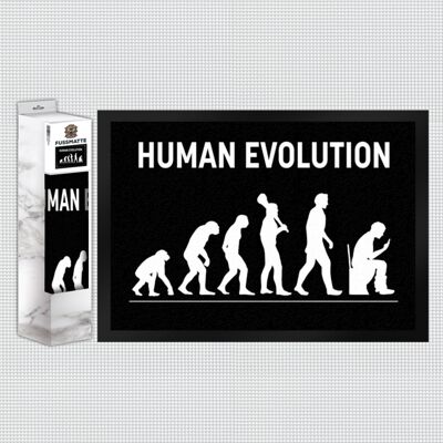 Human Evolution doormat with a funny motif