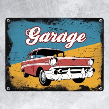 Enseigne en métal de garage vintage US au look usé 2
