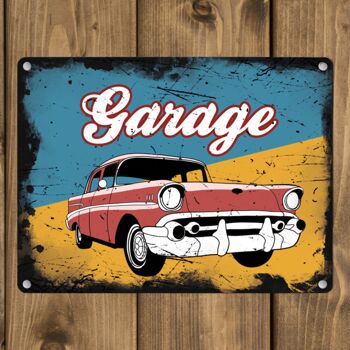 Enseigne en métal de garage vintage US au look usé 3