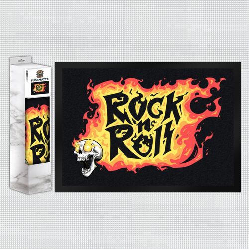 Buy wholesale Rock n' Roll doormat with flames and a skull