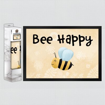 Bee Happy funny doormat with happy bee