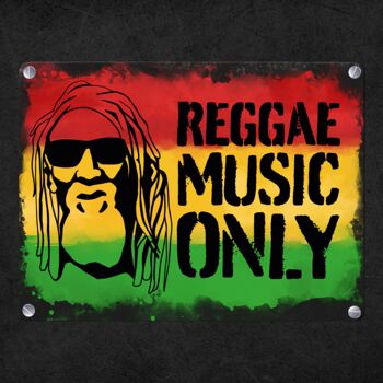 Plaque métallique Reggae Music Only avec visage rastafarien 4