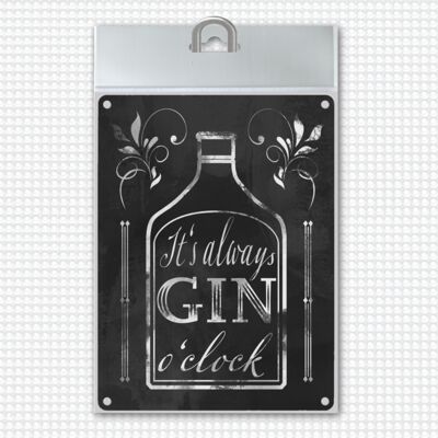 It's always Gin o'clock metal sign with saying for the bar