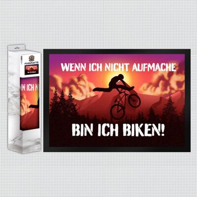 Wenn ich nicht aufmache bin ich biken Fußmatte mit Mountainbiker