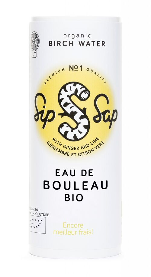 SIP SAP - EAU BOULEAU BIO CITRON VERT GINGEMBRE CAN-25cl