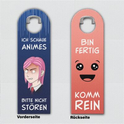 Ich schaue Animes oder Komm rein Türhänger mit Animemädchen Motiv