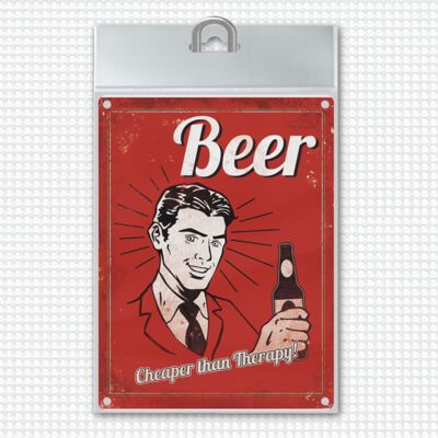 Plaque en tôle The Beer - Moins cher que la thérapie