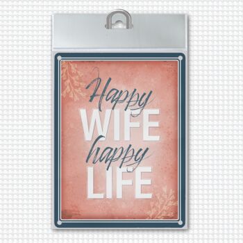 Signe de métal de vie heureuse femme heureuse 1
