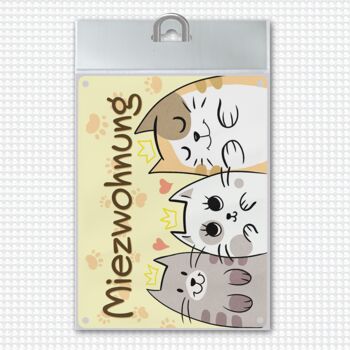 Kitty Flat Metal signe avec trois chats mignons 1