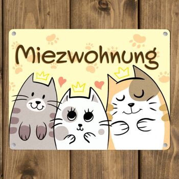 Kitty Flat Metal signe avec trois chats mignons 3