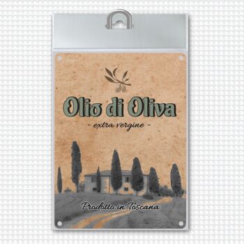 Plaque en métal avec motif d'huile d'olive méditerranéenne Olio di Oliva pour la cuisine 1