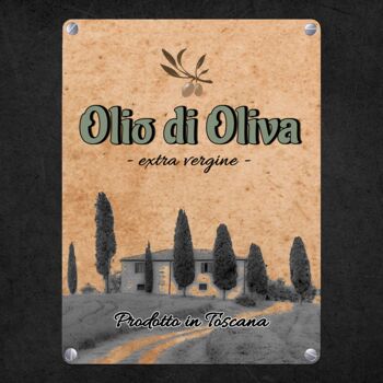 Plaque en métal avec motif d'huile d'olive méditerranéenne Olio di Oliva pour la cuisine 4