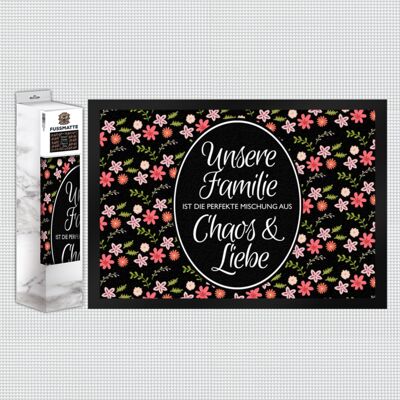 Our Family... Chaos & Love Floral Doormat