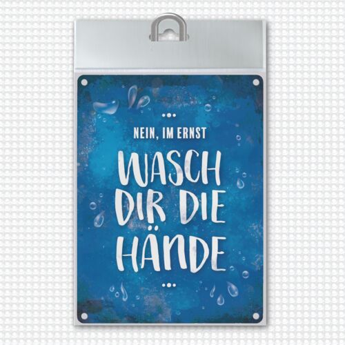 Wasch dir die Hände Metallschild