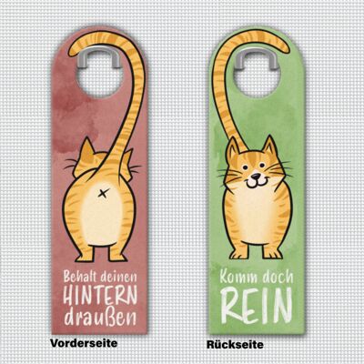 Come in or keep your butt out door hanger with orange cat