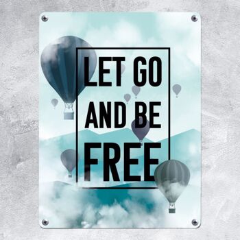 Let go and be free metal sign with hot air balloons 2
