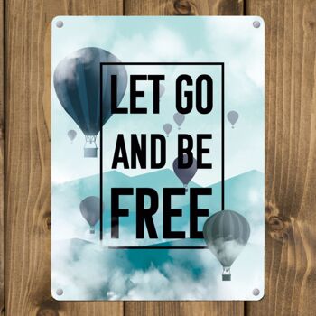 Let go and be free metal sign with hot air balloons 3