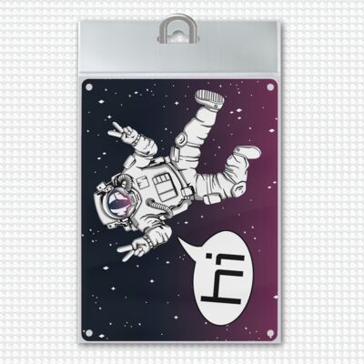 Astronaut in space with peace sign funny metal sign
