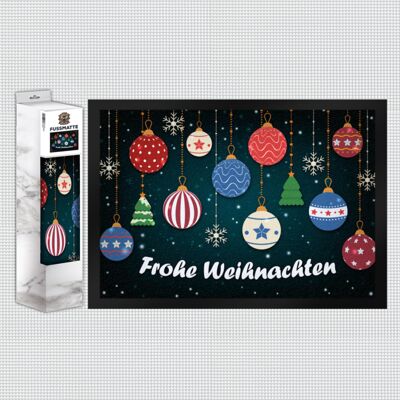 Merry Christmas Baubles Doormat
