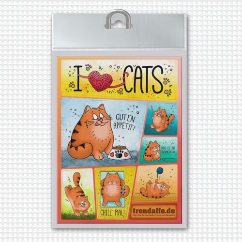 I love cats - Ich liebe Katzen Kühlschrankmagnete im 7er Set
