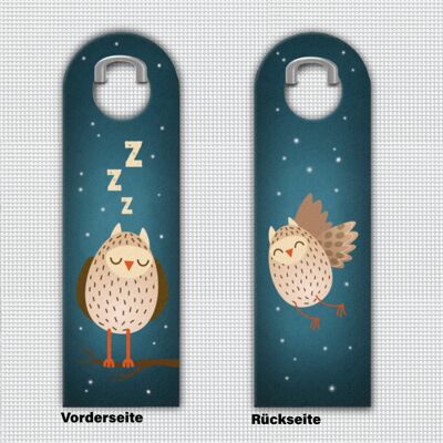 Owl asleep or awake door hanger