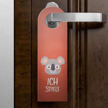 I play or welcome affichette de porte avec motif koala 2