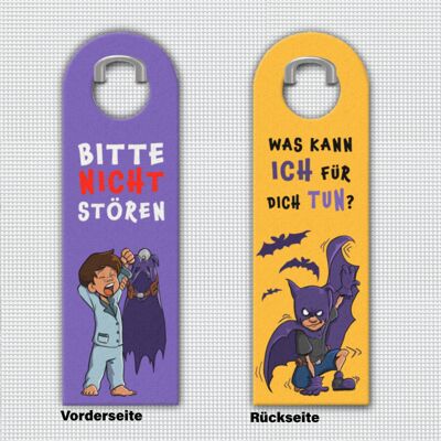 Cool bat superhero door hanger for little brown-haired superboys