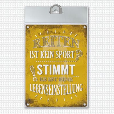 Cartello in metallo con scritto: L'equitazione non è uno sport? È corretto,