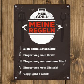 Plaque en tôle My Grill My Rules 3