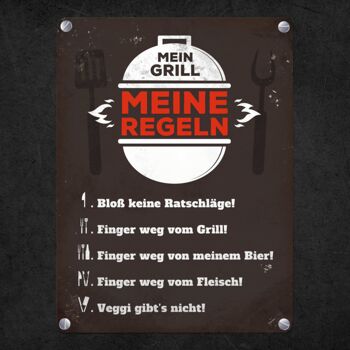 Plaque en tôle My Grill My Rules 4